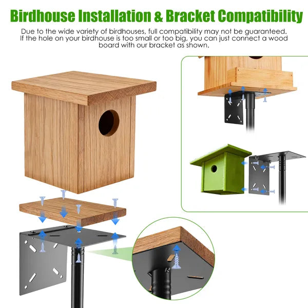 Aeelleea 94 Inch Squirrel Proof Bird Feeder Pole, Heavy Duty Bird Station, 5 Adjustable Heights, 4 Shepherd Hooks for Backyard Outdoor Bird Feeding