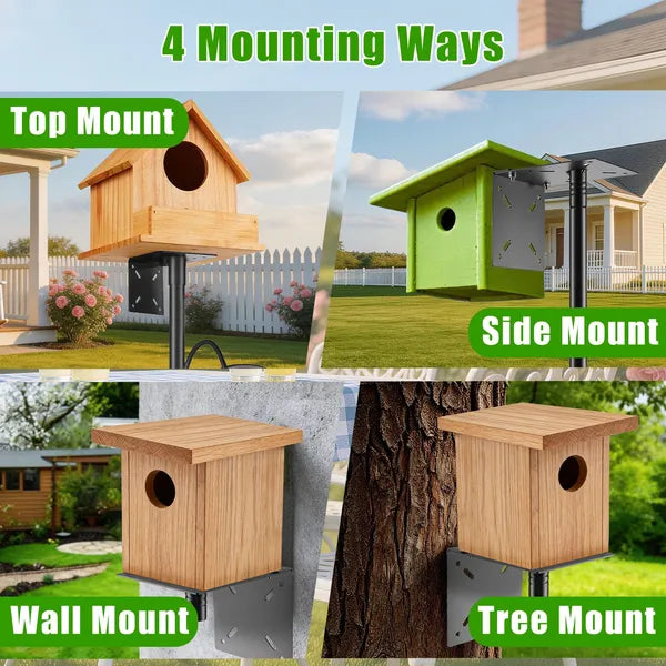 Aeelleea 94 Inch Squirrel Proof Bird Feeder Pole, Heavy Duty Bird Station, 5 Adjustable Heights, 4 Shepherd Hooks for Backyard Outdoor Bird Feeding