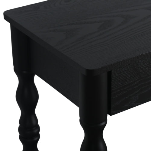 AEELLEEA 47.2" Black Farmhouse Console Table with 3 Drawers and Storage Shelf, Rustic Entryway Sofa Table with Turned Legs