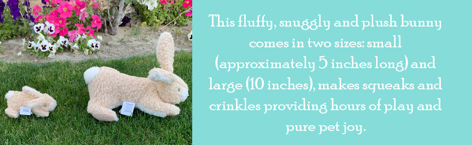Glory To Dog Large Sherpa Plush Bunny Squeaky Interactive Fetch Dog Toy Stuffed with Fluff and Crinkly Floppy Ears for Medium to Large Breeds