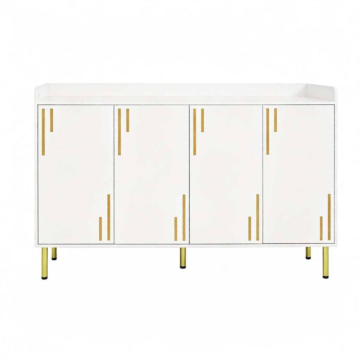 AEELLEEA 55"W White 4-Door Storage Sideboard Cabinet, 33"H Buffet Cabinet with Gold Metal Legs for Kitchen Dining Room