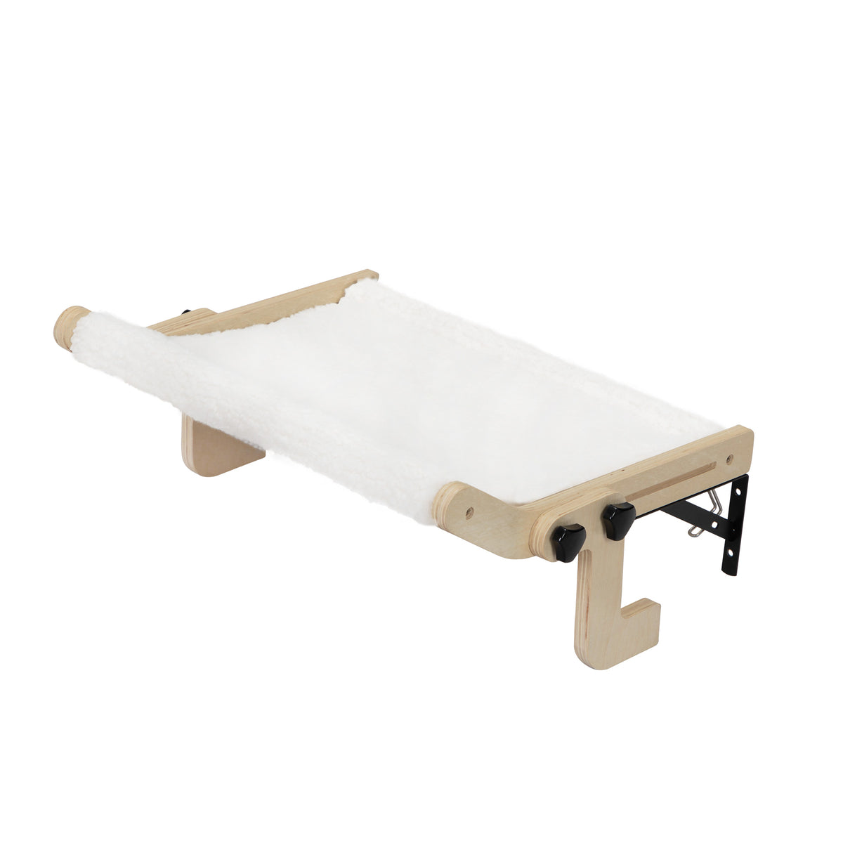 Wooden Cat Window Perch, Sturdy Wall Mount Cat Hammock Window Seat with Soft Plush Mat for Indoor Cats