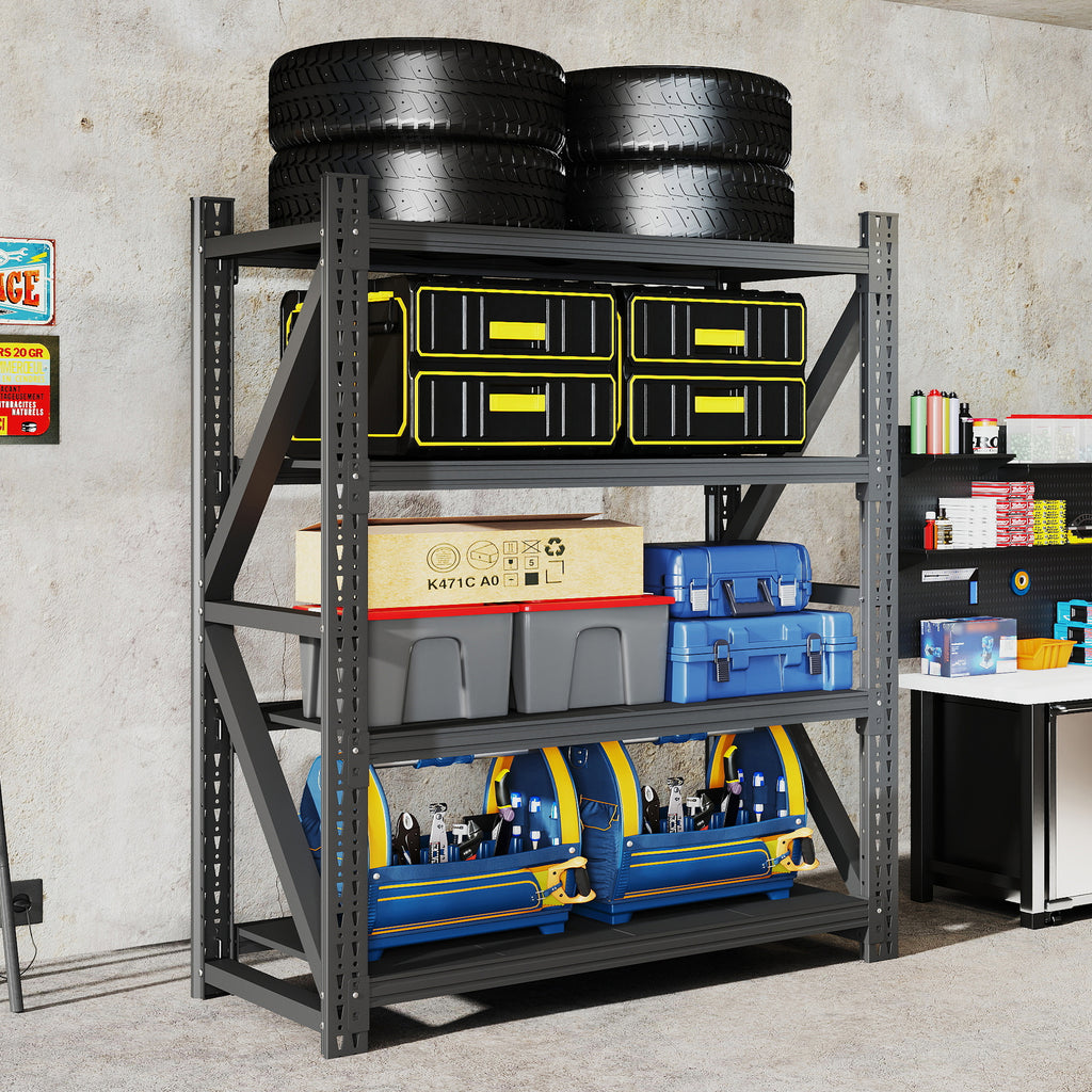 AEELLEEA Heavy Duty Adjustable Steel Garage Storage Shelving Unit, 69"H x 47"W 4-Tier Industrial Rack, 4000LBS Total Load for Warehouse & Workshop