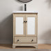 Freestanding Bathroom Vanity with Sink, Light Oak Bathroom Cabinet with White Top, Double Doors and Bottom Drawer, Adjustable Shelf