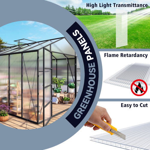AEELLEEA 4mm Twin-Wall Polycarbonate Greenhouse Panels, 16-Pack, 24 x 48 in, 128 Sq Ft