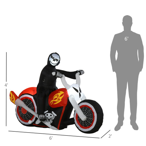 AEELLEEA 6' Inflatable Skeleton Motorcycle Halloween Decoration, Outdoor Yard Decor