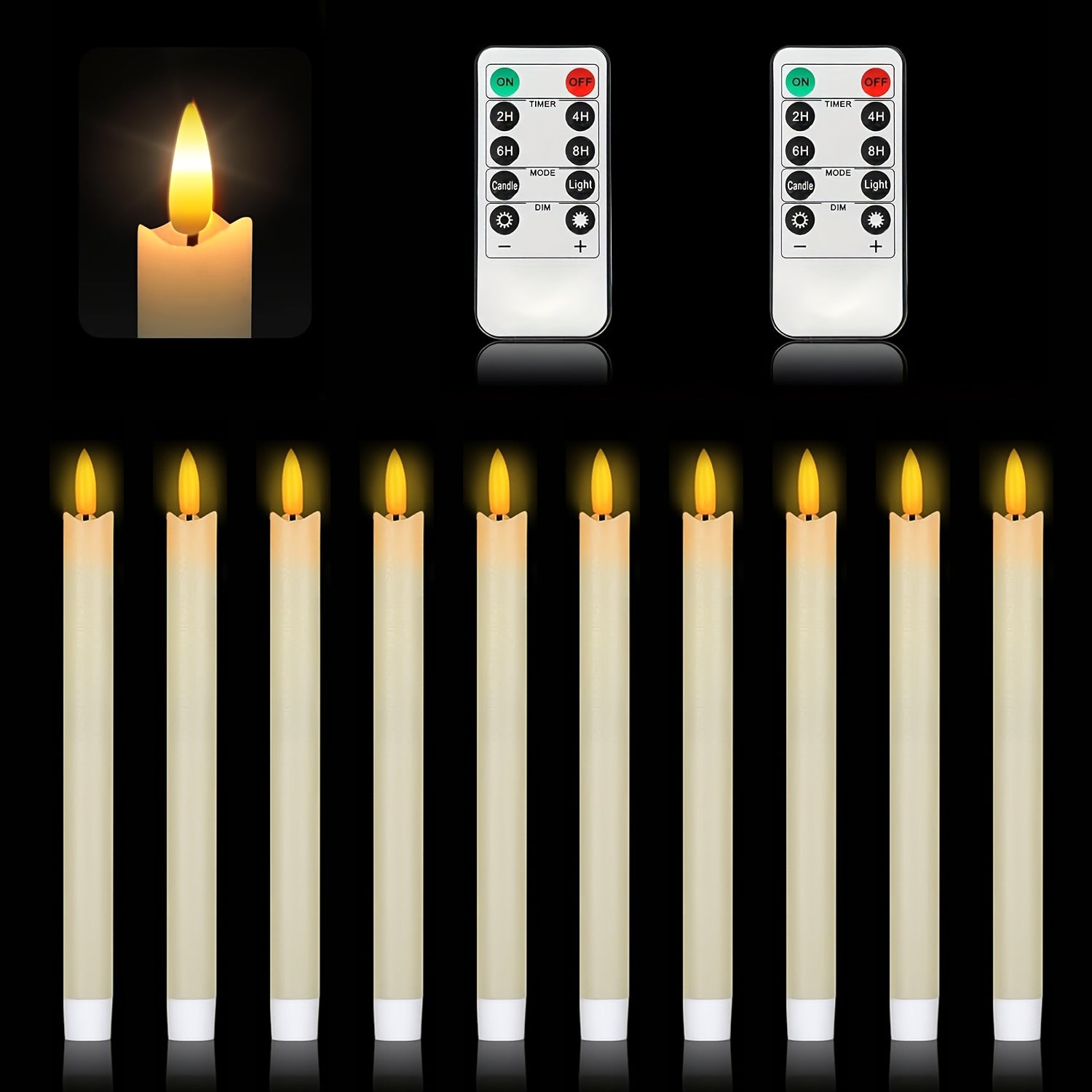 AEELLEEA 10-Pack Ivory Pillar Candles - Flameless LED Warm Light - Romantic Valentine's Day Decor for Date Night, Christmas, Mantel & Dinner Party