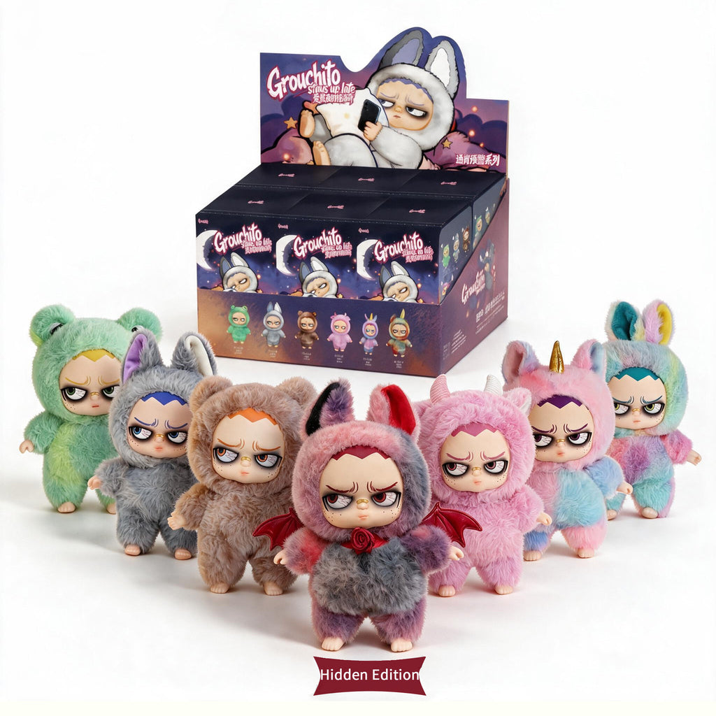 Grouchito Stays Up Late Series Plush Collectible Blind Box Mystery Toy-6Pack