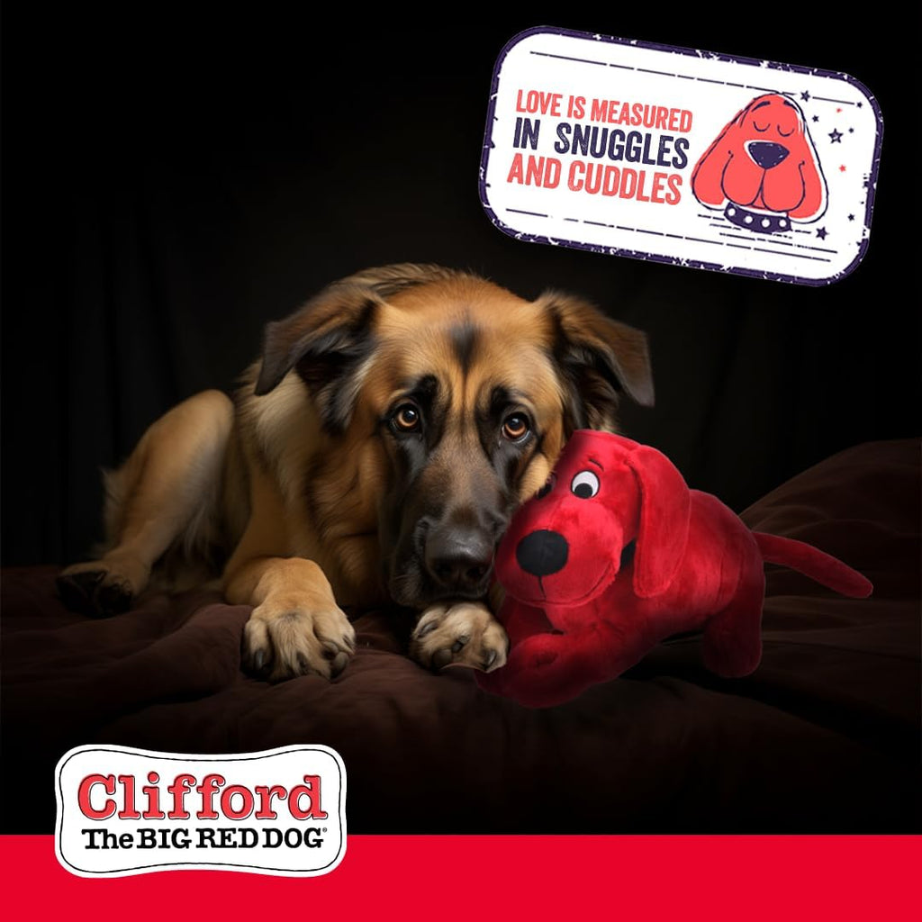 Clifford® Snuggle Buddy 14" Plush Dog Toy | Cozy Dog Stuffed Animals Play Toy for Medium to Large Dogs | Comfort, Squeakers, Crinkle, Interactive Bonding