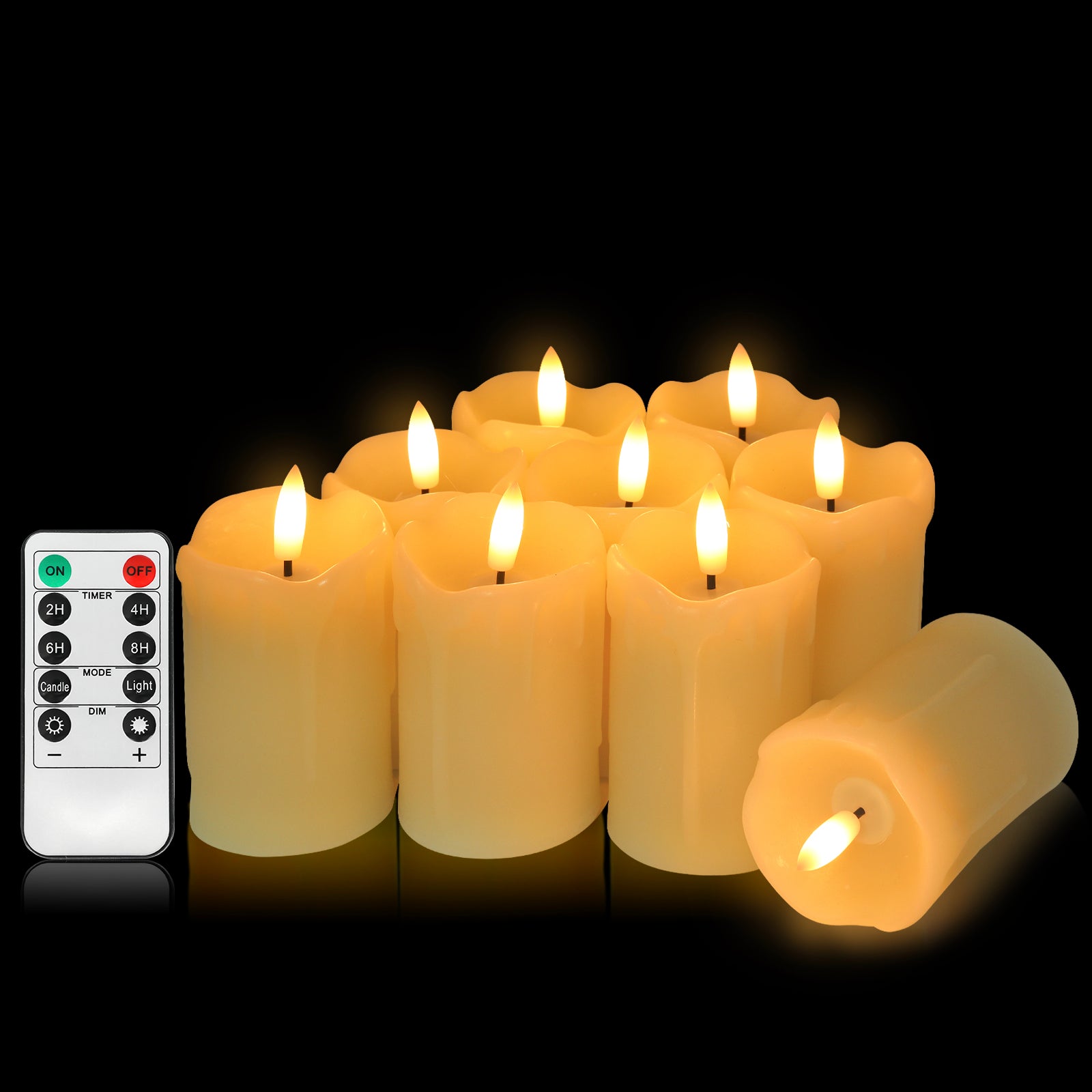 9-Pack Real Wax Tear Drop Candles - Remote-Controlled 2"x3.7" Flickering LED Candles for Home Decor, Bedroom Ambiance & Daily Use