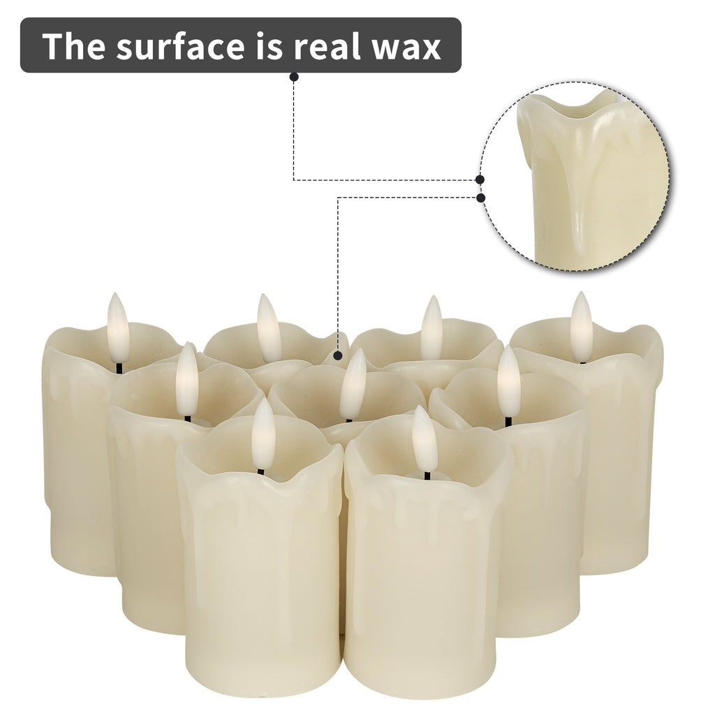 9-Pack Real Wax Tear Drop Candles - Remote-Controlled 2"x3.7" Flickering LED Candles for Home Decor, Bedroom Ambiance & Daily Use