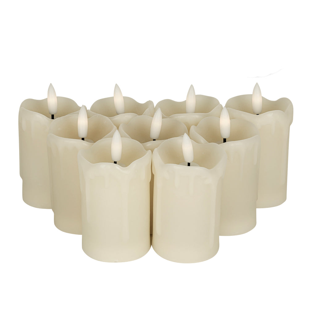 9-Pack Real Wax Tear Drop Candles - Remote-Controlled 2"x3.7" Flickering LED Candles for Home Decor, Bedroom Ambiance & Daily Use