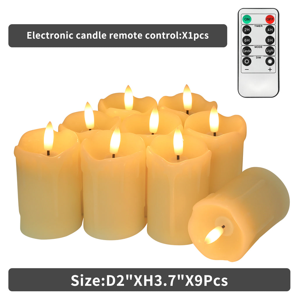 9-Pack Real Wax Tear Drop Candles - Remote-Controlled 2"x3.7" Flickering LED Candles for Home Decor, Bedroom Ambiance & Daily Use