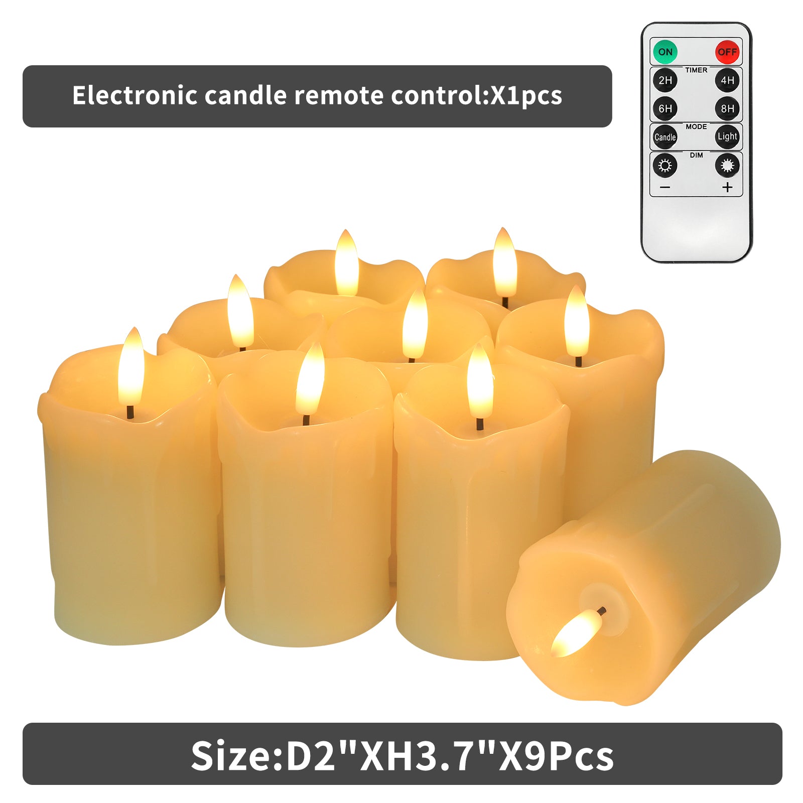 9-Pack Real Wax Tear Drop Candles - Remote-Controlled 2"x3.7" Flickering LED Candles for Home Decor, Bedroom Ambiance & Daily Use