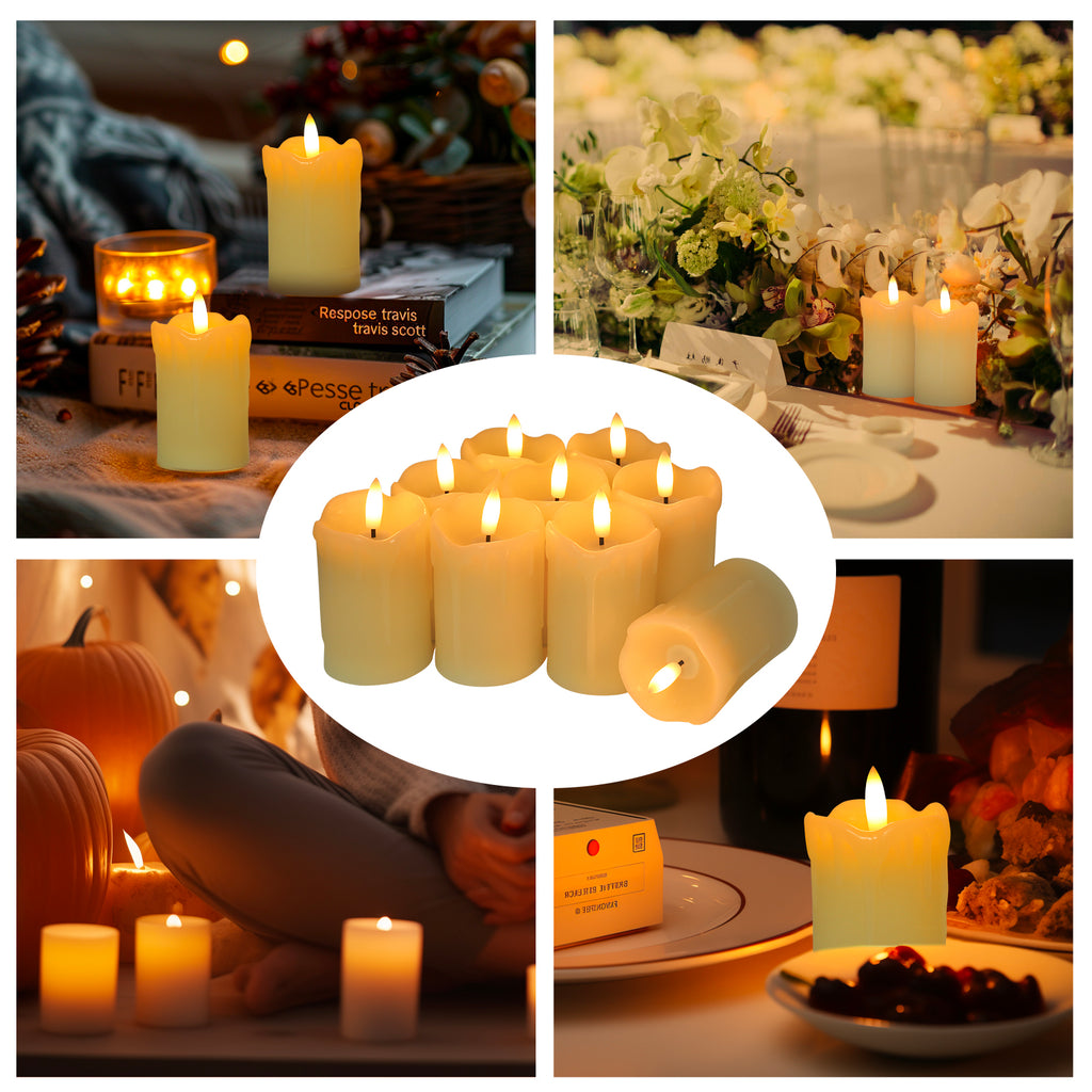 9-Pack Real Wax Tear Drop Candles - Remote-Controlled 2"x3.7" Flickering LED Candles for Home Decor, Bedroom Ambiance & Daily Use
