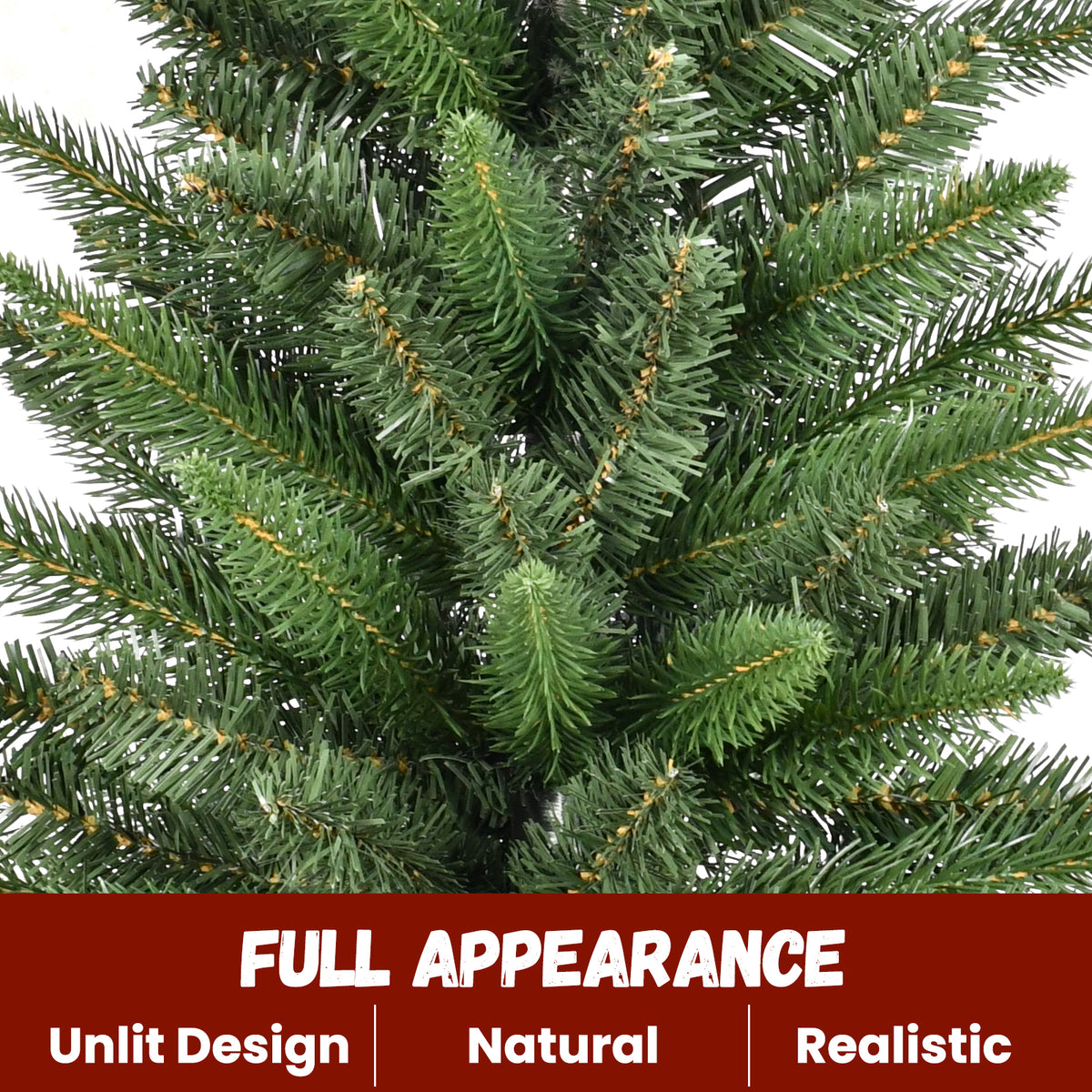 3FT Artificial Christmas Tree, 162 Branch Tips PE PVC Mixed Unlit Pine Tree with Burlap Base, Realistic Holiday Decor for Home Office