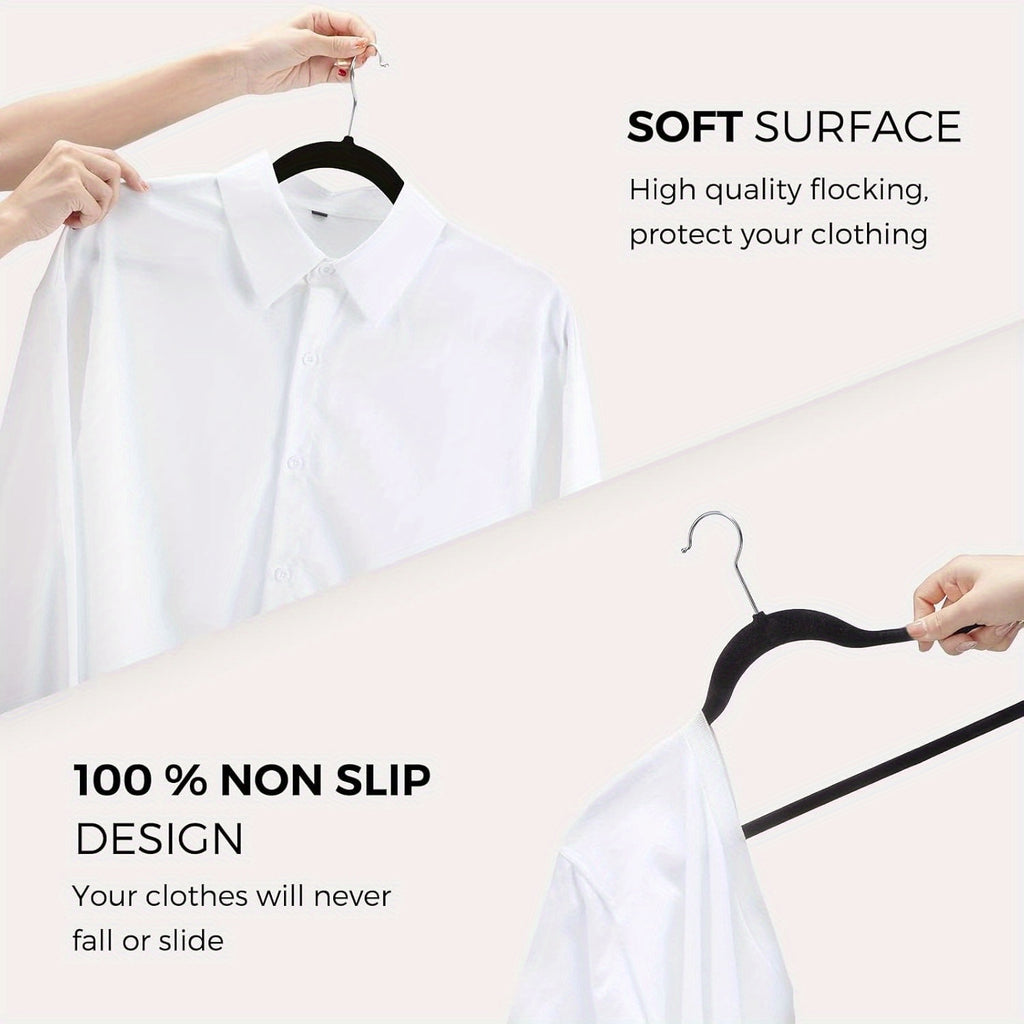 10 PACK VELVET HANGER BLACK