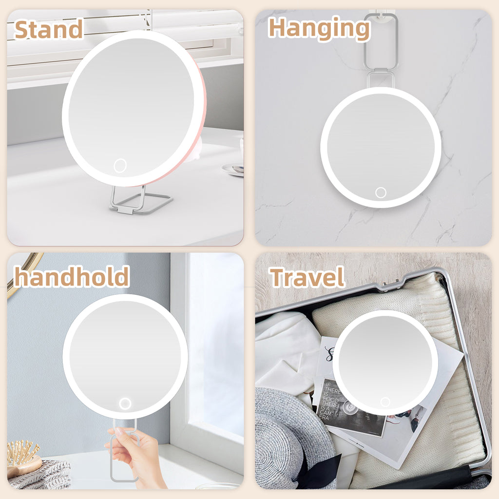 LED Makeup Mirror with Lights, 3 Lighting Modes, 10X 20X 30X Magnifying Vanity Mirror, Desk Suction Hanging 3-Way, Travel