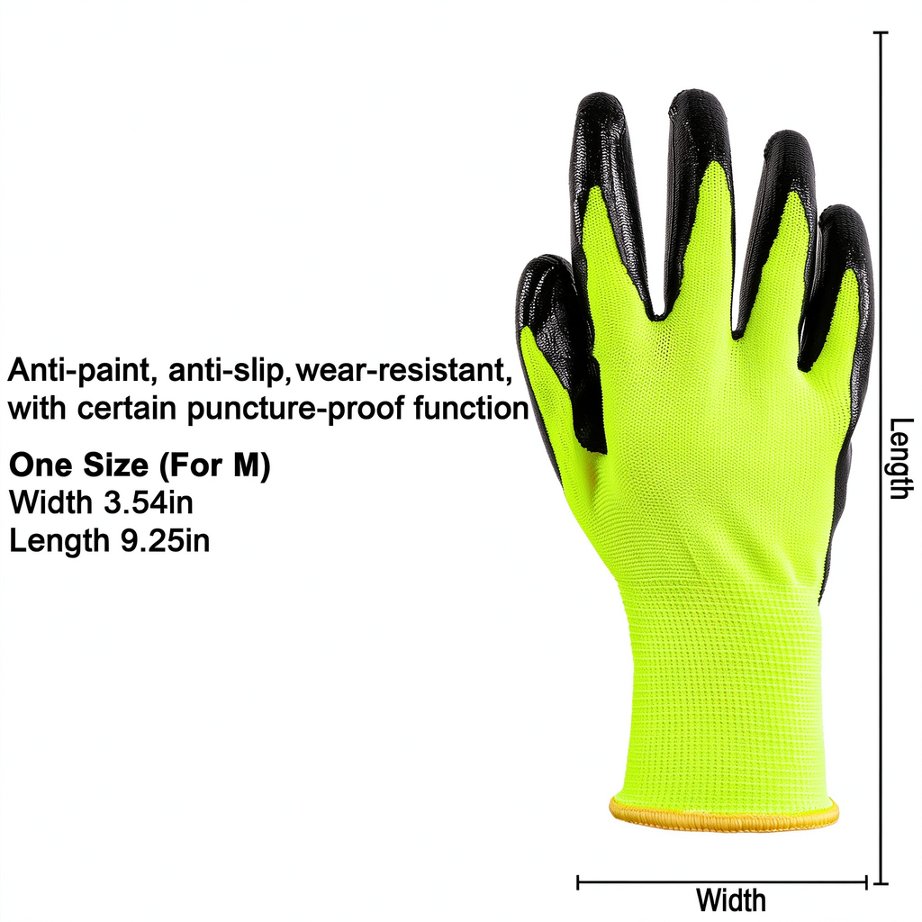 AEELLEEA 8 Pack Nitrile Coated Work Gloves, Nylon Anti-Slip Safety Gloves for Gardening Warehouse Construction Mechanic