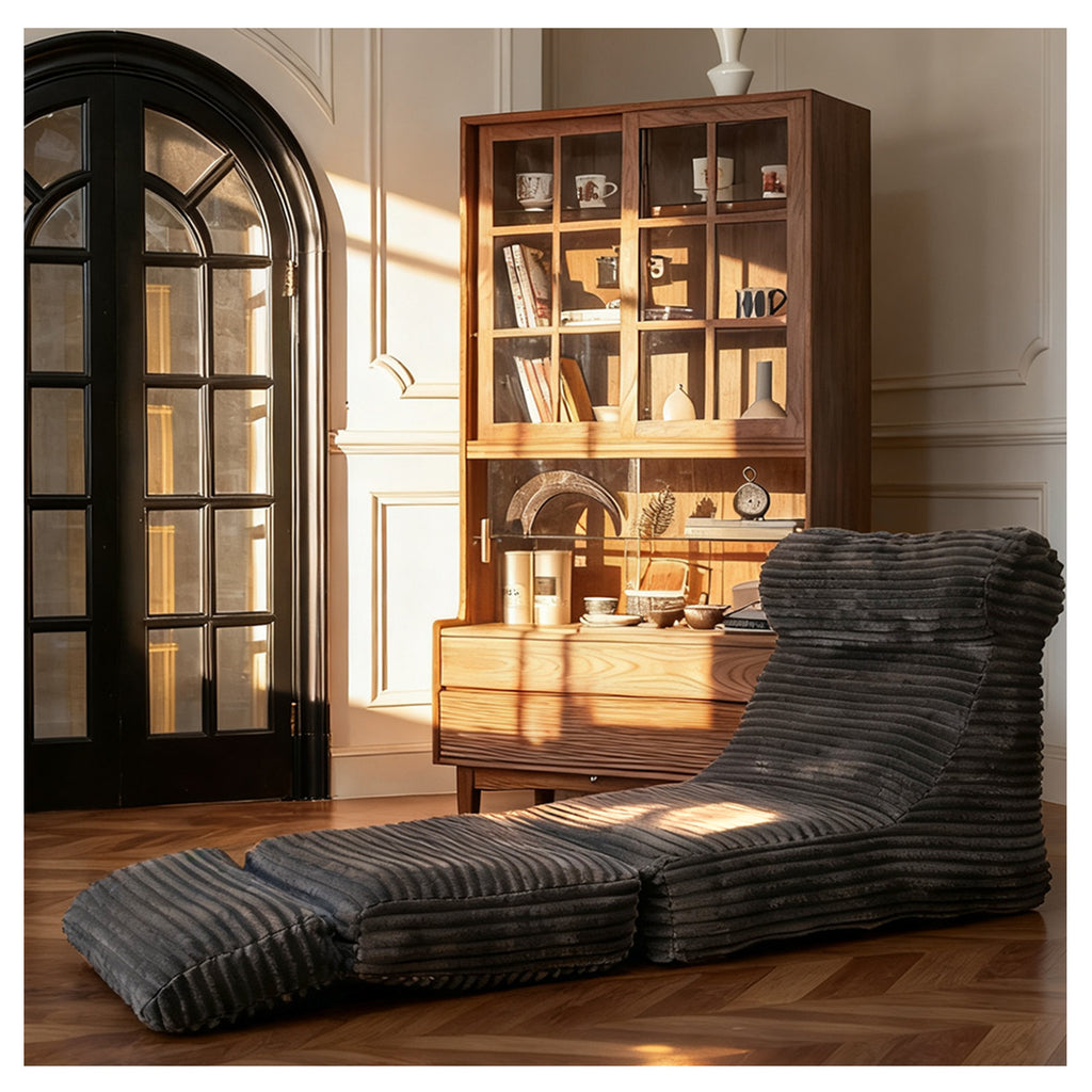 AEELLEEA Adjustable Striped Floor Chaise Lounge, Foldable Multi-Position Recliner Sofa with Thick Fabric for Bedroom Living Room