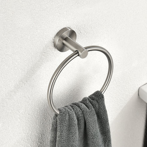 AEELLEEA 6-Piece Brushed Stainless Steel Bathroom Hardware Set, Wall Mount Towel Bar, Towel Ring, Toilet Paper Holder & Robe Hooks