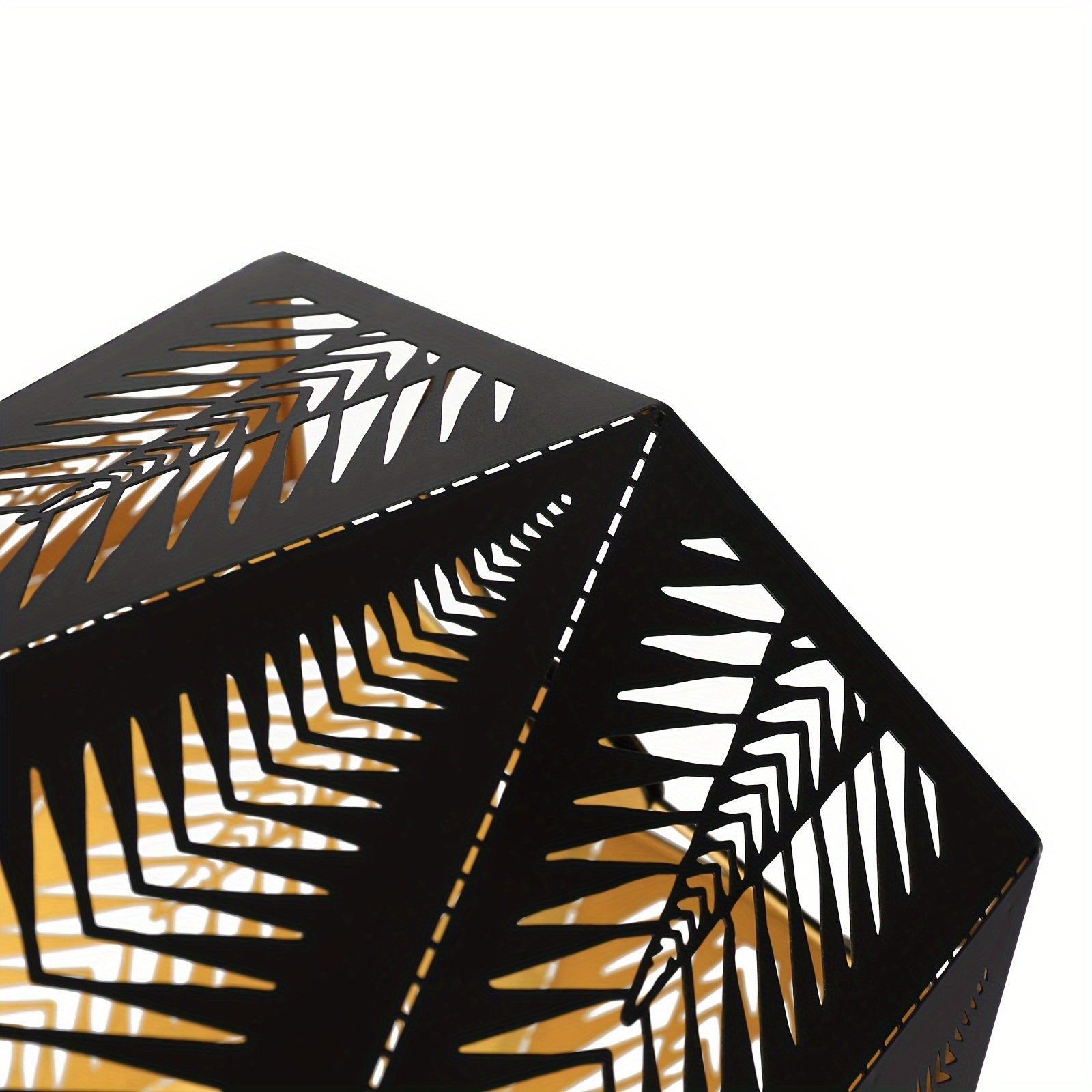 "Vintage Metal Lamp Shade with 12-Side Etched Spike Pattern for Table/Floor Lamps, Outdoor & Indoor Decor, 7 x 13.8x 9.5， Inches (Black/Gold Finish)"