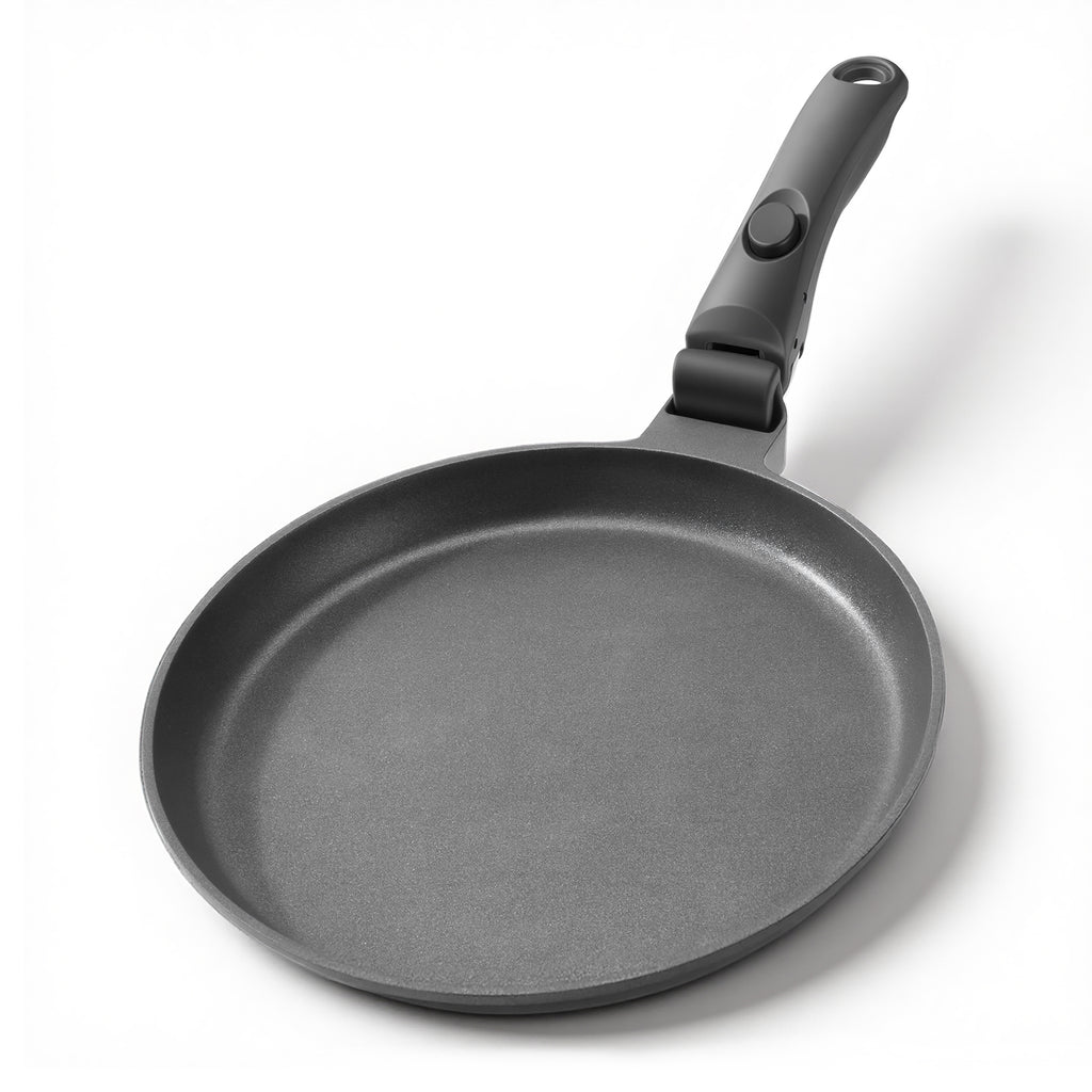 11 Inch Nonstick Crepe Pan with Detachable Handle, Titanium Pancake Pan, Flat Tawa Dosa Tortilla Pan, Induction Compatible, Oven Safe, Dishwasher Safe, PTFE & PFOA Free