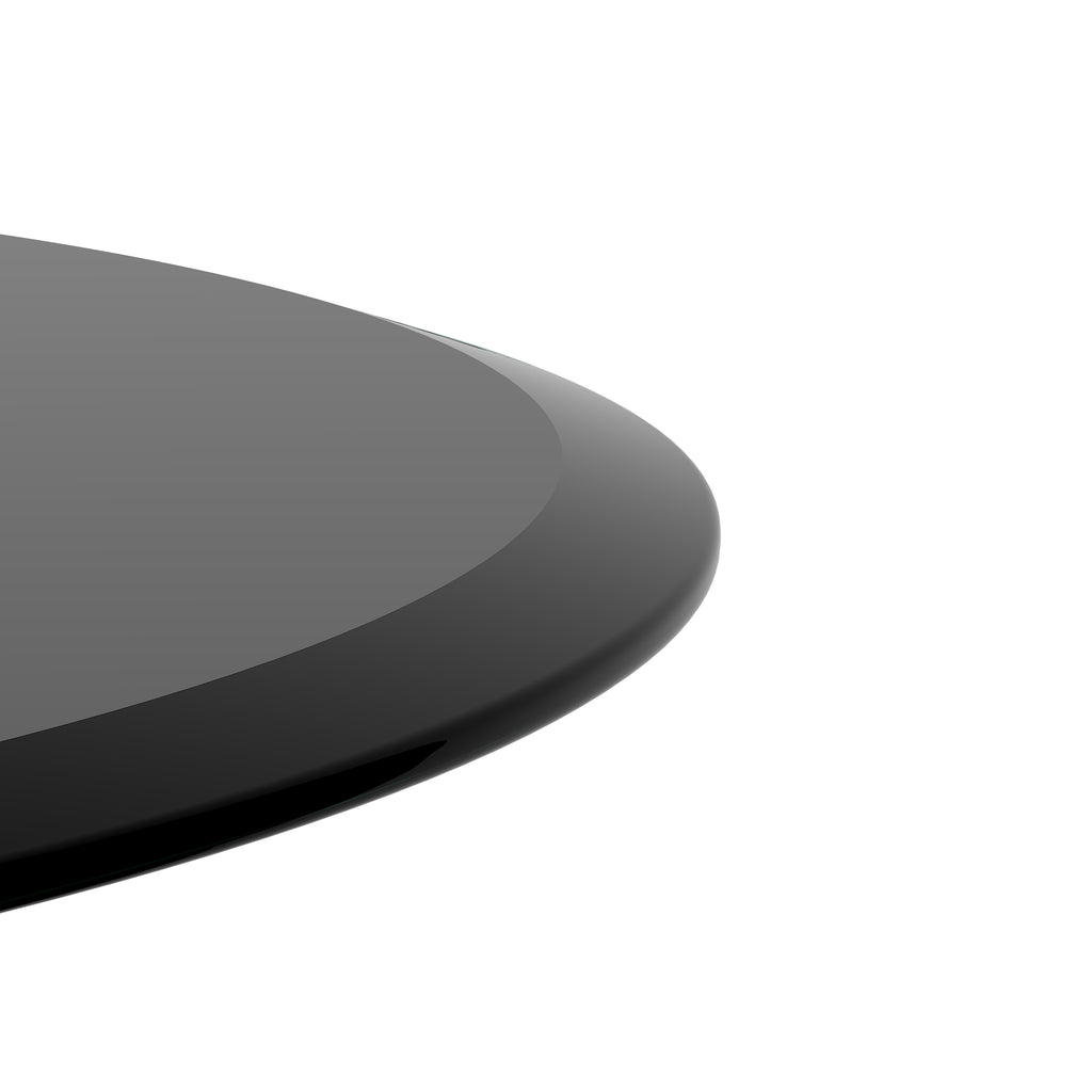 AEELLEEA 32 in Round Black Tempered Glass Table Top, 0.4 in Thick Beveled Edge Replacement Top for Coffee & Dining Tables