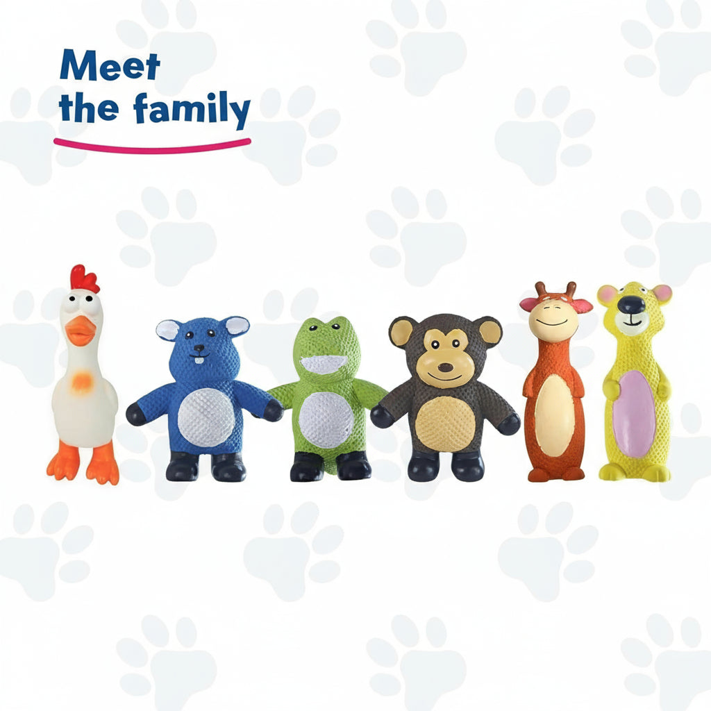 My Pet & Me - Squeaky Dog Toys for Light to Moderate Chewers - Fun Latex Toys for Puppies, Teething, and Gentle Play - Interactive Fetch and Chew Toy with Squeaker (Blue Mouse, 4.3 Inch)