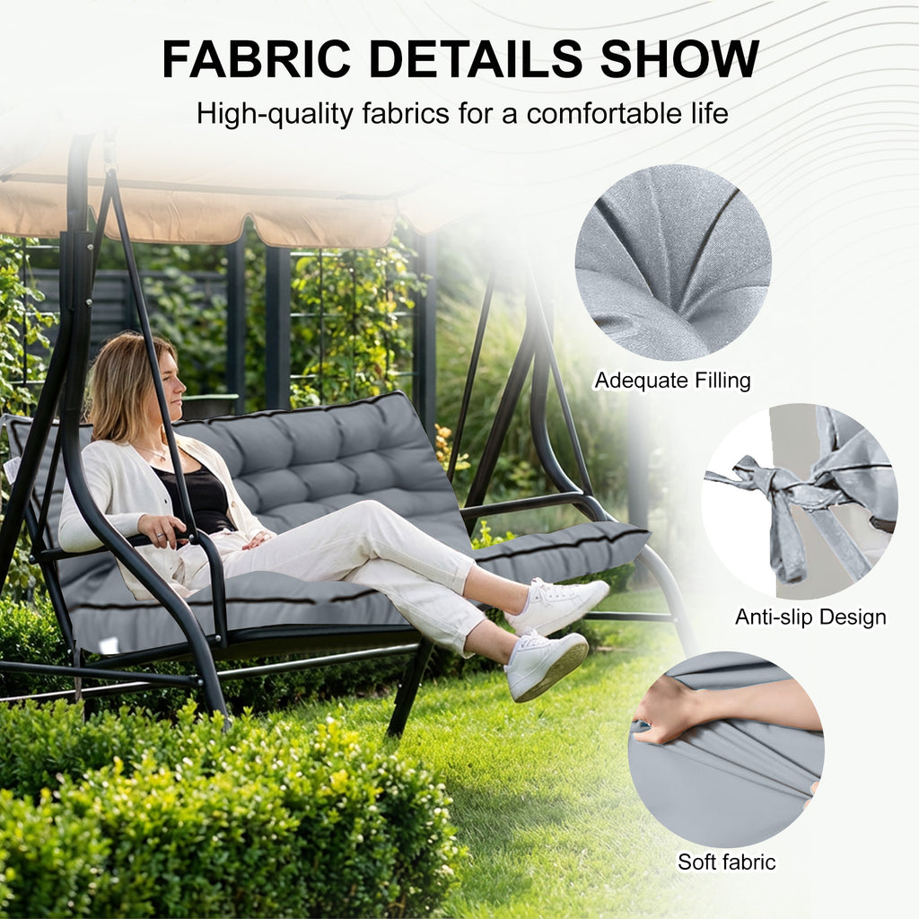 AEELLEEA 70 Inch Outdoor Porch Swing Cushion, Waterproof UV Resistant 4" Thick Bench Swing Replacement Cushion with Secure Fixing Ties