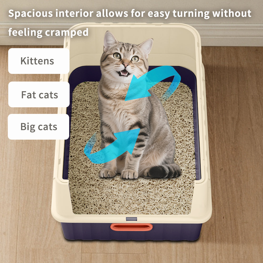 Convertible Enclosed Cat Litter Box with Pull-Out Drawer, Front Door, Top Vent Panel & Litter Scoop, Red, 19.69" x 13.78" x 13.78"