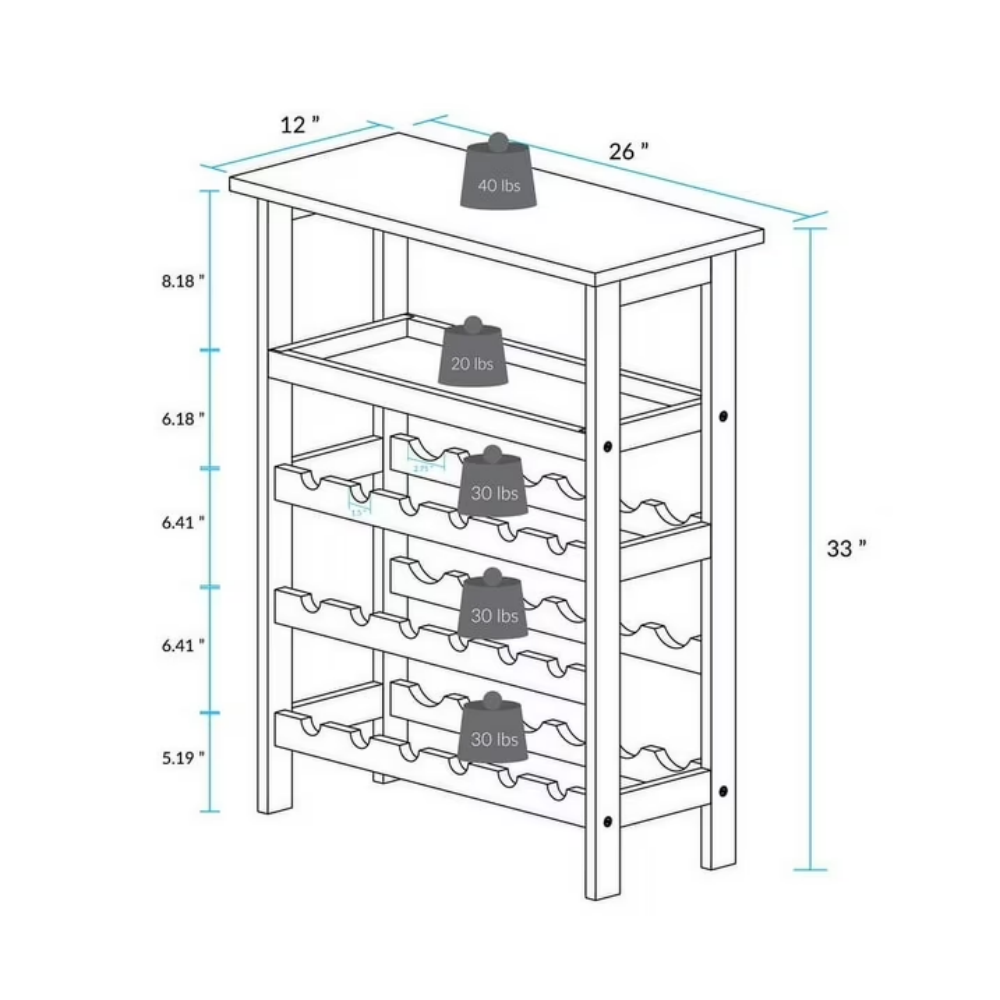 AEELLEEA Solid Wood Freestanding Wine Rack, 18 Bottle Storage Wine Holder with Tabletop & Accessory Tray for Kitchen Dining Room