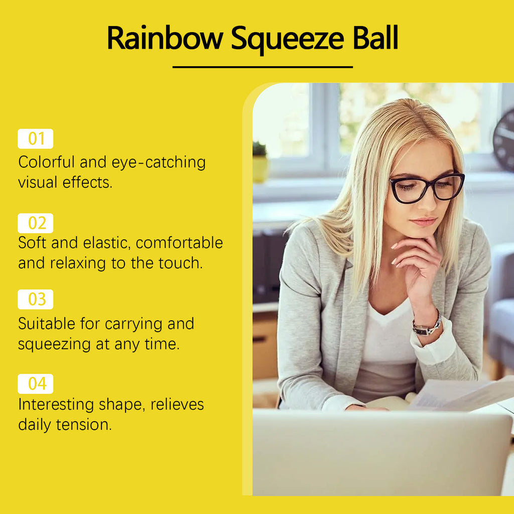 Rainbow Squeeze Ball Stress Relief Fidget Toy, Color Changing Soft TPR Sensory Ball for Kids, Teens & Adults,