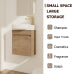 16 Inch Bathroom Vanity with Sink, Small Wood Tone Bathroom Cabinet with Ceramic Basin, Soft Close Door
