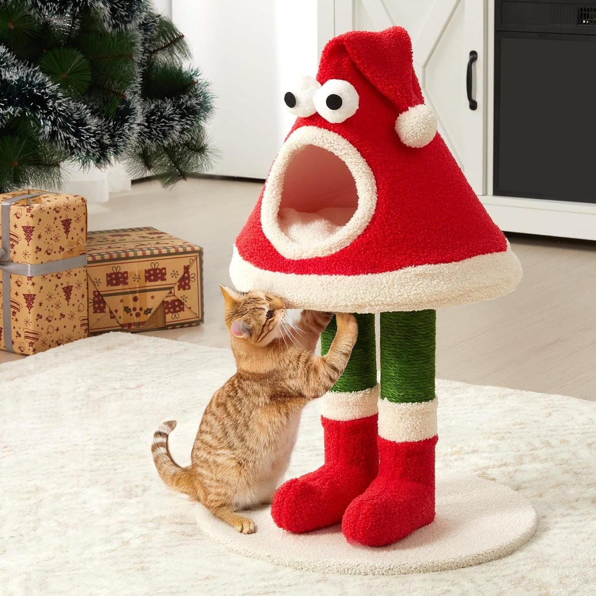 Cat Tree Tower for Indoor Cats, Multi-Functional Cute Cat Tree with Scratching Posts and Cozy Cat Bed, Small to Large Cat Tower, Red