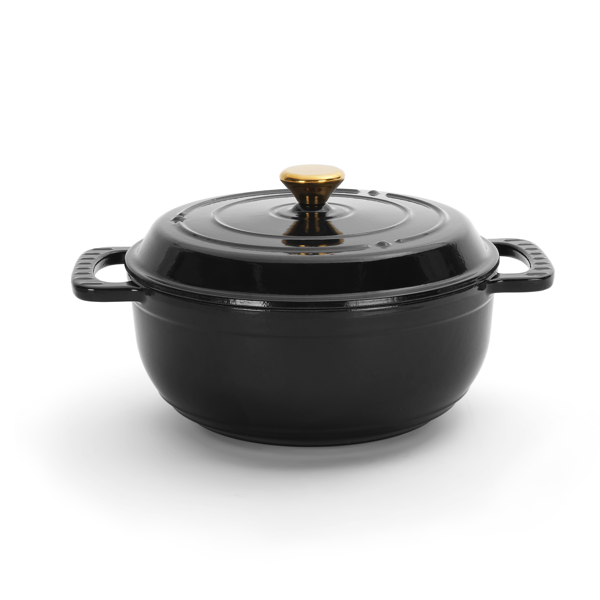 AEELLEEA 5 Quart Enameled Cast Iron Dutch Oven with Lid, Dual Handles, Induction Compatible, Black