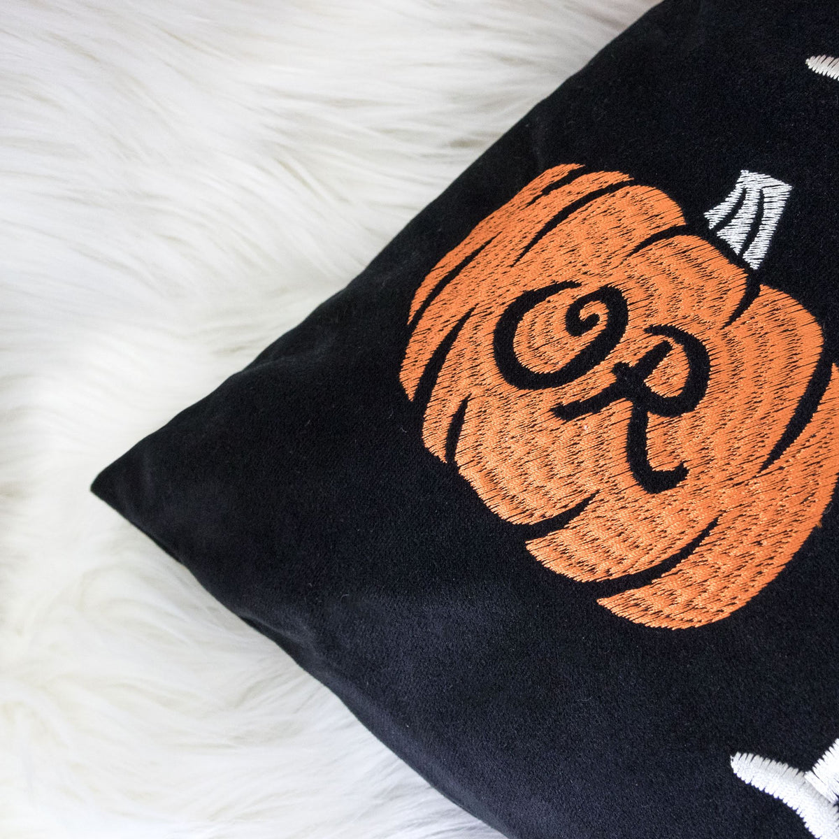 AEELLEEA 12x18 Inch Halloween Throw Pillow, Trick or Treat Pumpkin Spider Web Embroidered Lumbar Cushion with Zipper for Sofa Home Holiday Decor