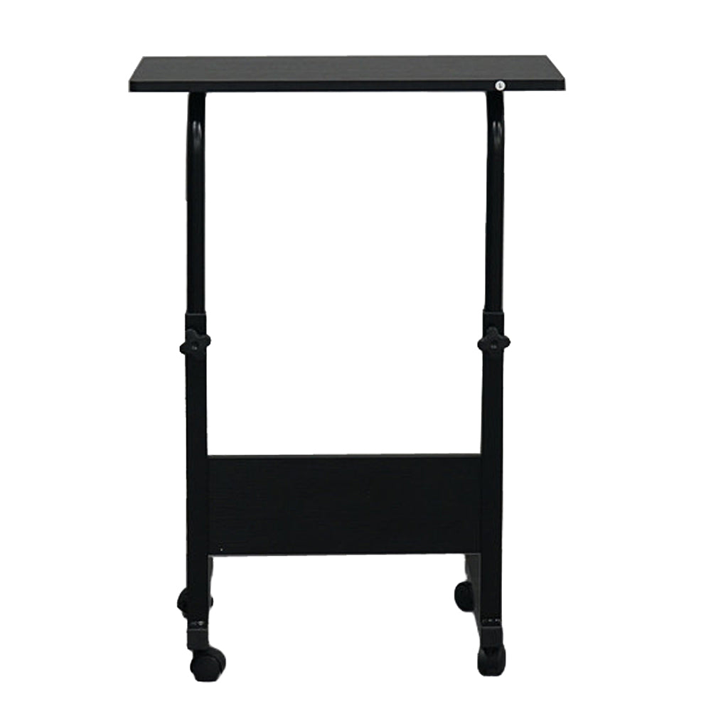 AEELLEEA-Adjustable Height Mobile Side Table with Baffle, Rolling Chipboard Steel End Table, Portable Removable Small Desk
