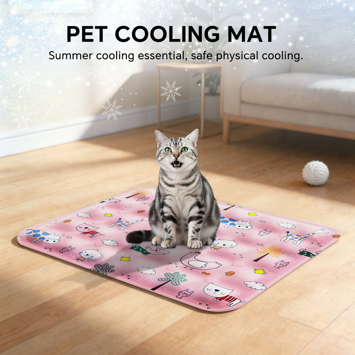 Water-Fill Pet Cooling Mat for Cats & Dogs, Reusable Washable Summer Cooling Pad, Pink, 35.43" x 23.62"