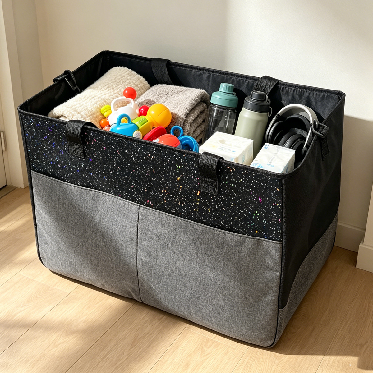Sparkle Large Car Trunk Storage Bag, Waterproof Vehicle Cargo Organizer Tote with Strong Carry Handles