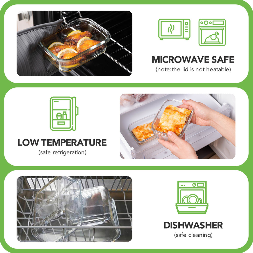 8 Pack BPA Free Glass Meal Prep Containers with Airtight Lids, Microwave Oven Freezer Dishwasher Safe Glass Food Storage Lunch Containers for Office Use