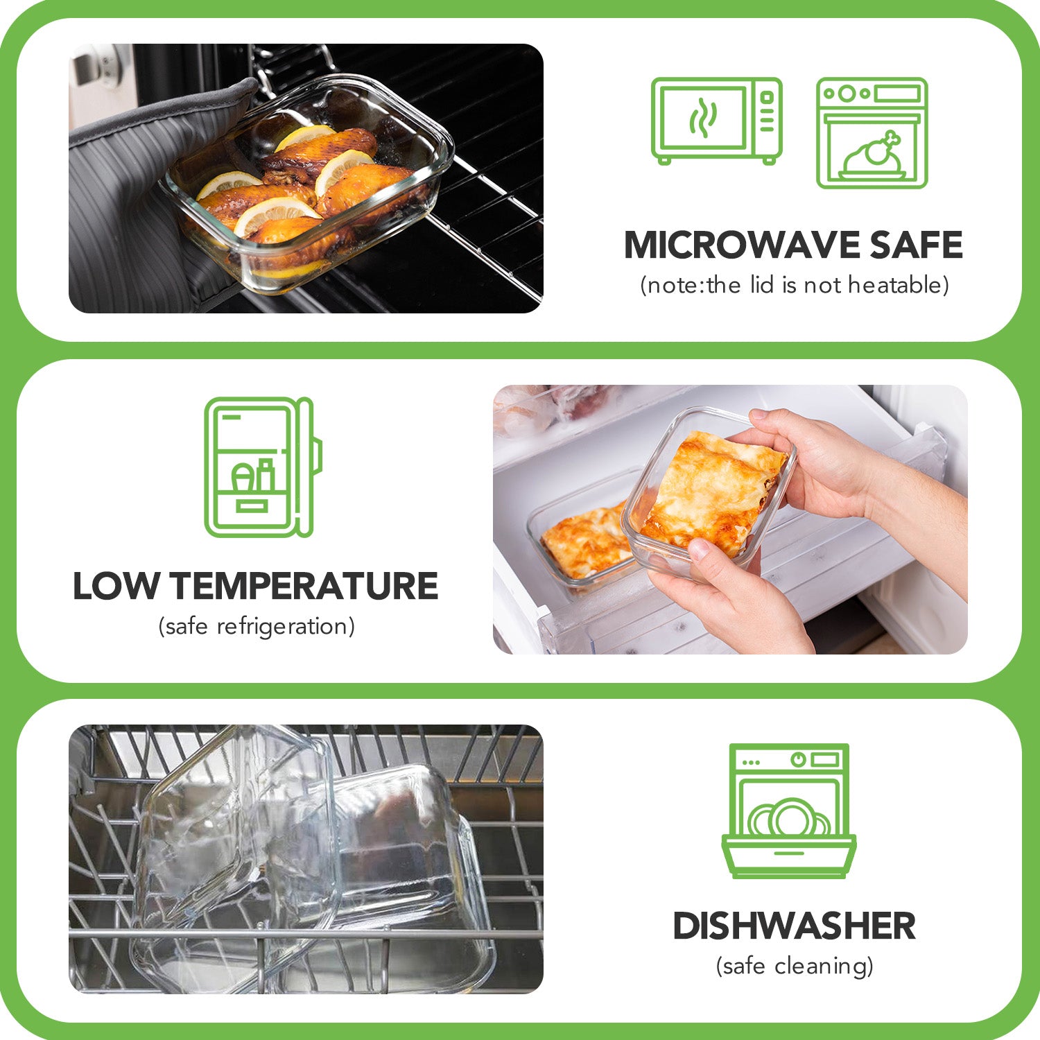 8 Pack BPA Free Glass Meal Prep Containers with Airtight Lids, Microwave Oven Freezer Dishwasher Safe Glass Food Storage Lunch Containers for Office Use