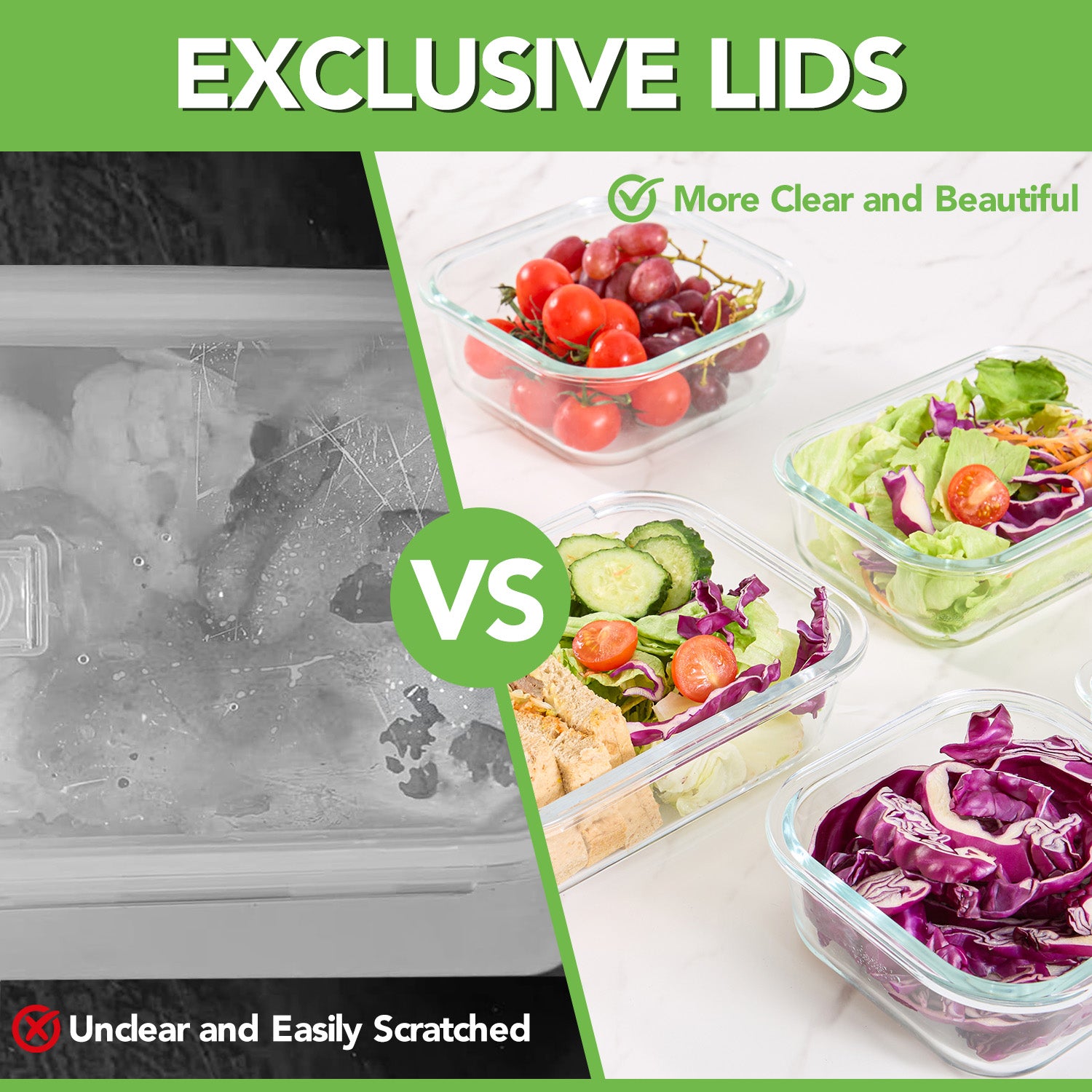 8 Pack BPA Free Glass Meal Prep Containers with Airtight Lids, Microwave Oven Freezer Dishwasher Safe Glass Food Storage Lunch Containers for Office Use