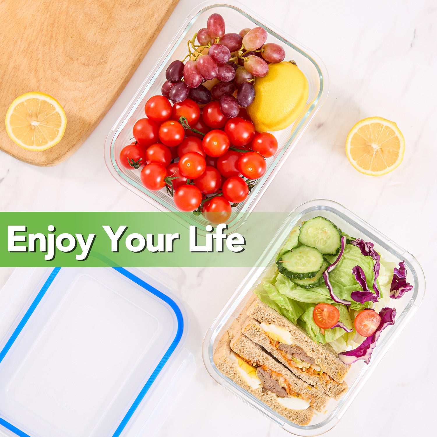 8 Pack BPA Free Glass Meal Prep Containers with Airtight Lids, Microwave Oven Freezer Dishwasher Safe Glass Food Storage Lunch Containers for Office Use