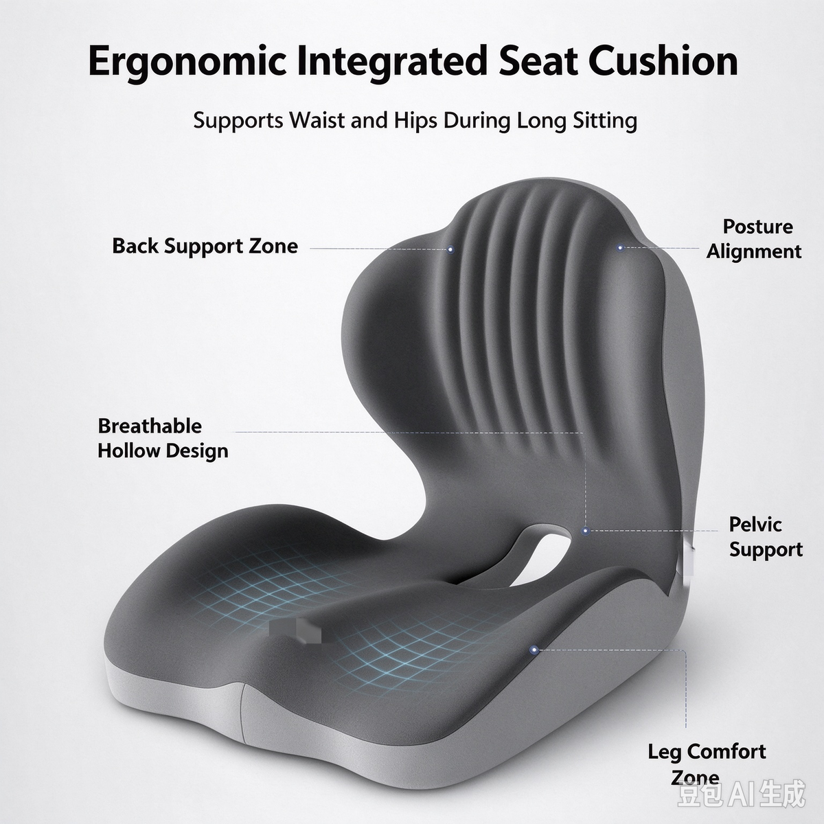 AEELLEEA Ergonomic Integrated Seat Cushion Waist and Hip Support Posture Corrector Cushion for Office Home Study