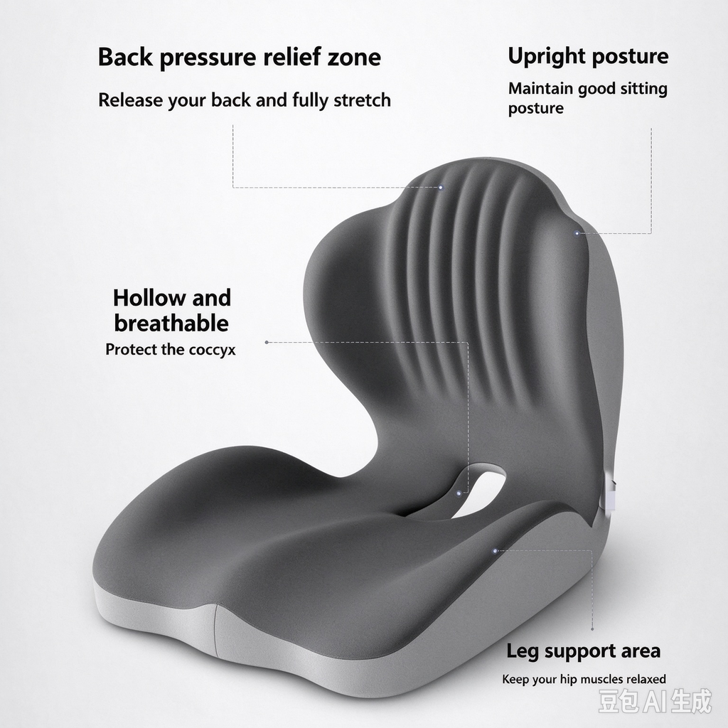 AEELLEEA Ergonomic Integrated Seat Cushion Waist and Hip Support Posture Corrector Cushion for Office Home Study