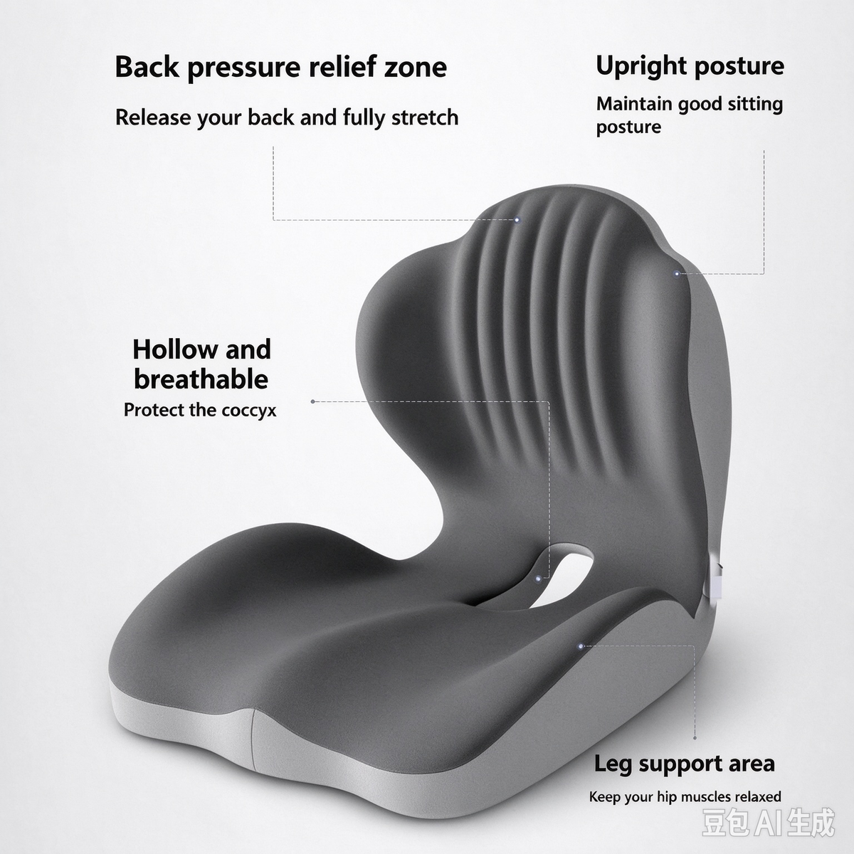 AEELLEEA Ergonomic Integrated Seat Cushion Waist and Hip Support Posture Corrector Cushion for Office Home Study