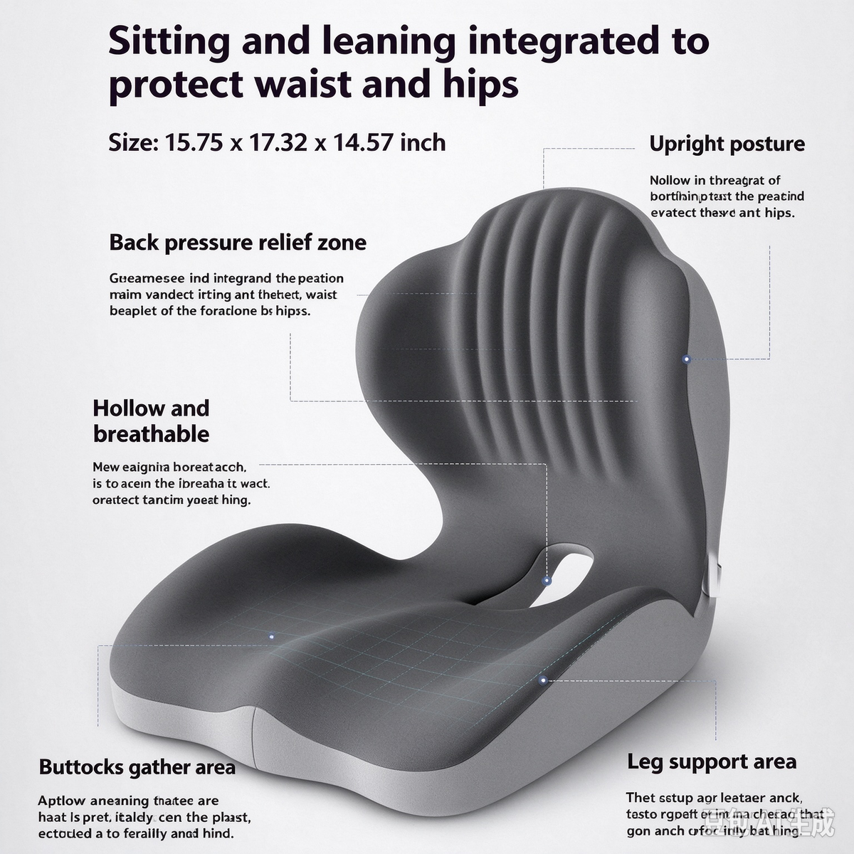 AEELLEEA Ergonomic Integrated Seat Cushion Waist and Hip Support Posture Corrector Cushion for Office Home Study