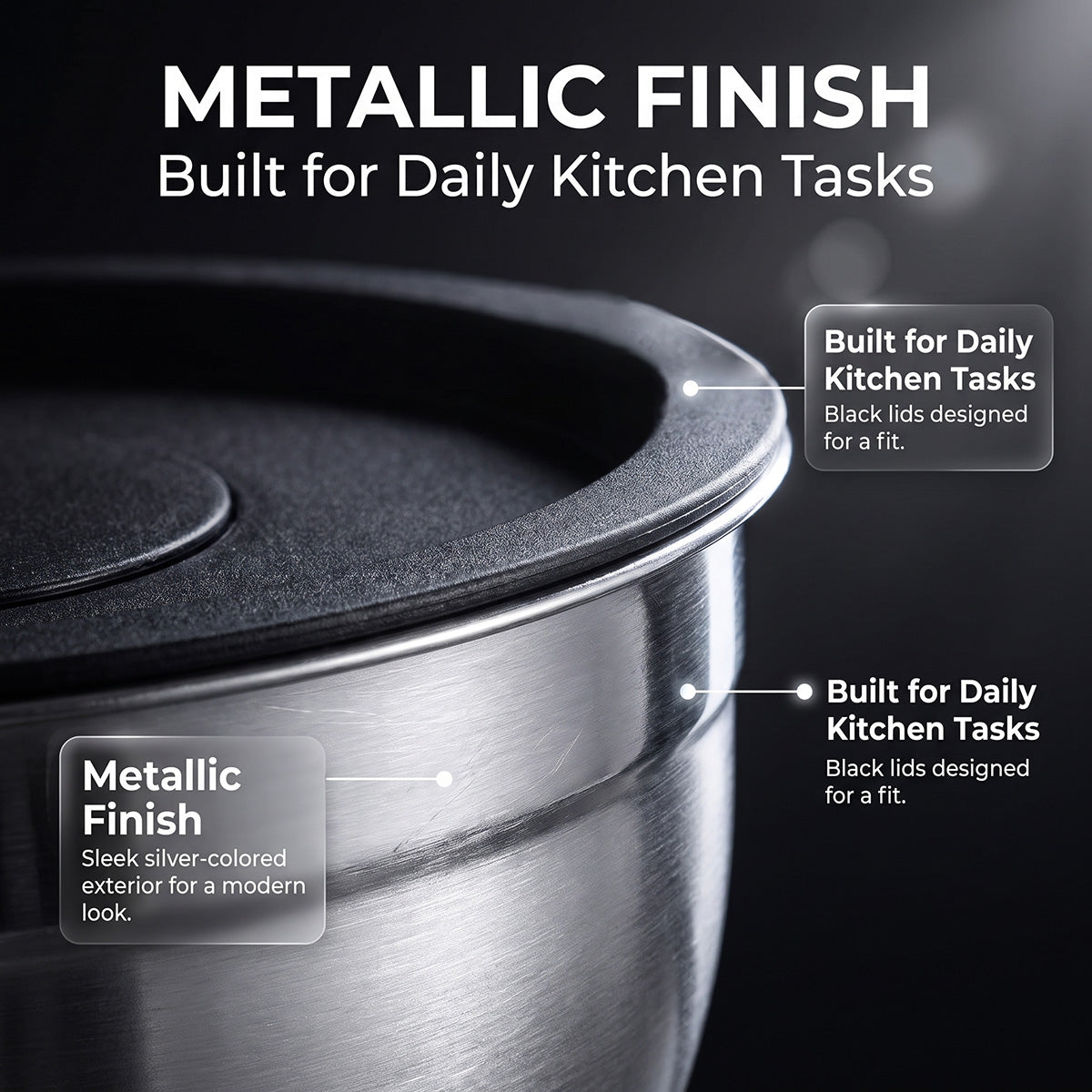 5-Piece Stainless Steel Mixing Bowls with Lids, Nesting Salad and Food Prep Bowls for Kitchen, Cooking, Baking and Food Storage