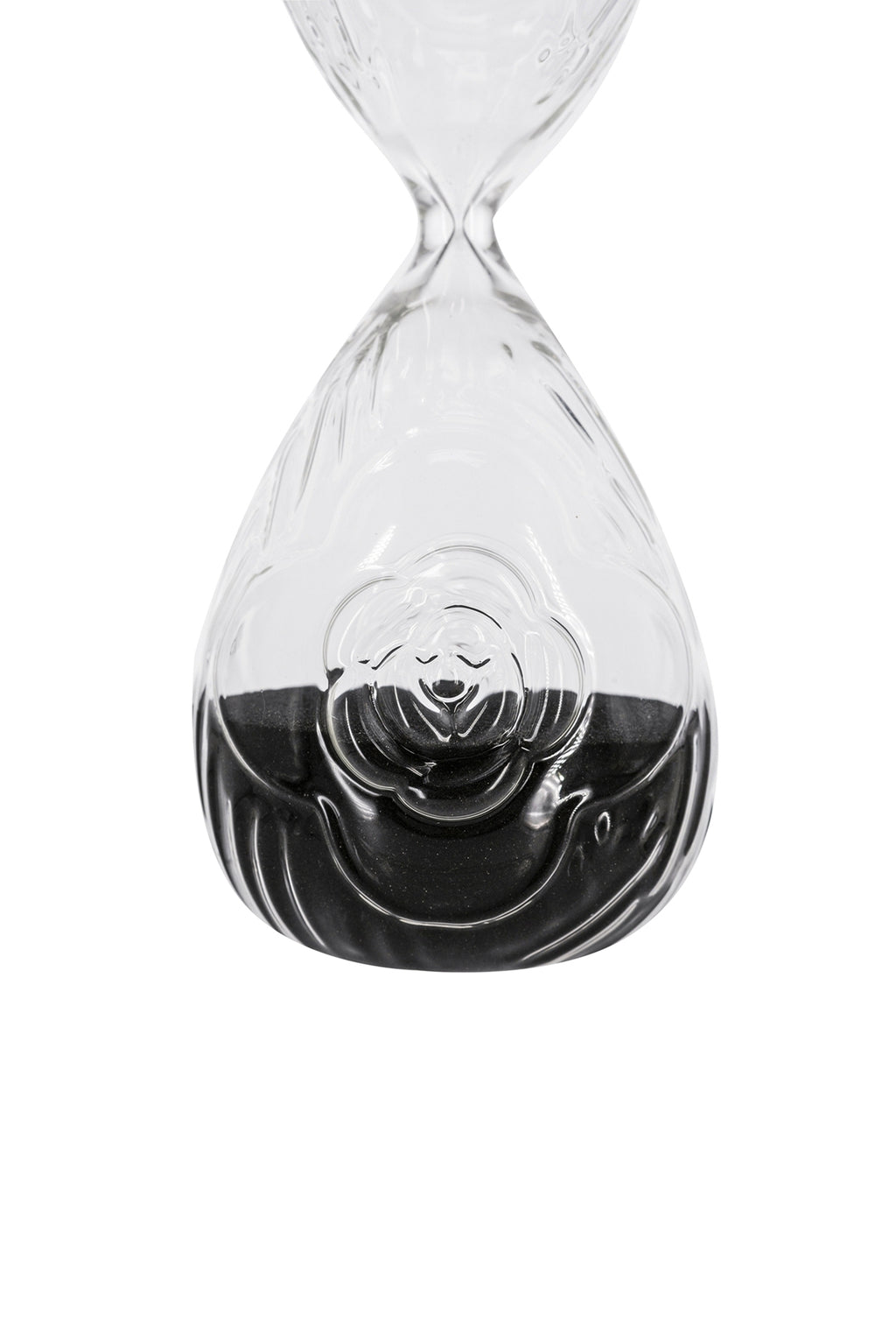 3.9" x 10" Decorative 45-Minute Hourglass with Clear Embossed Rose & Black Sand, Decorative Tabletop Ornament